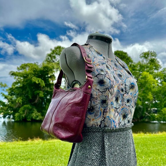 COACH Plum Patent Crinkled Leather Bleecker Hobo Small Y2K Top Handle Bag 41561 - Picture 3 of 16